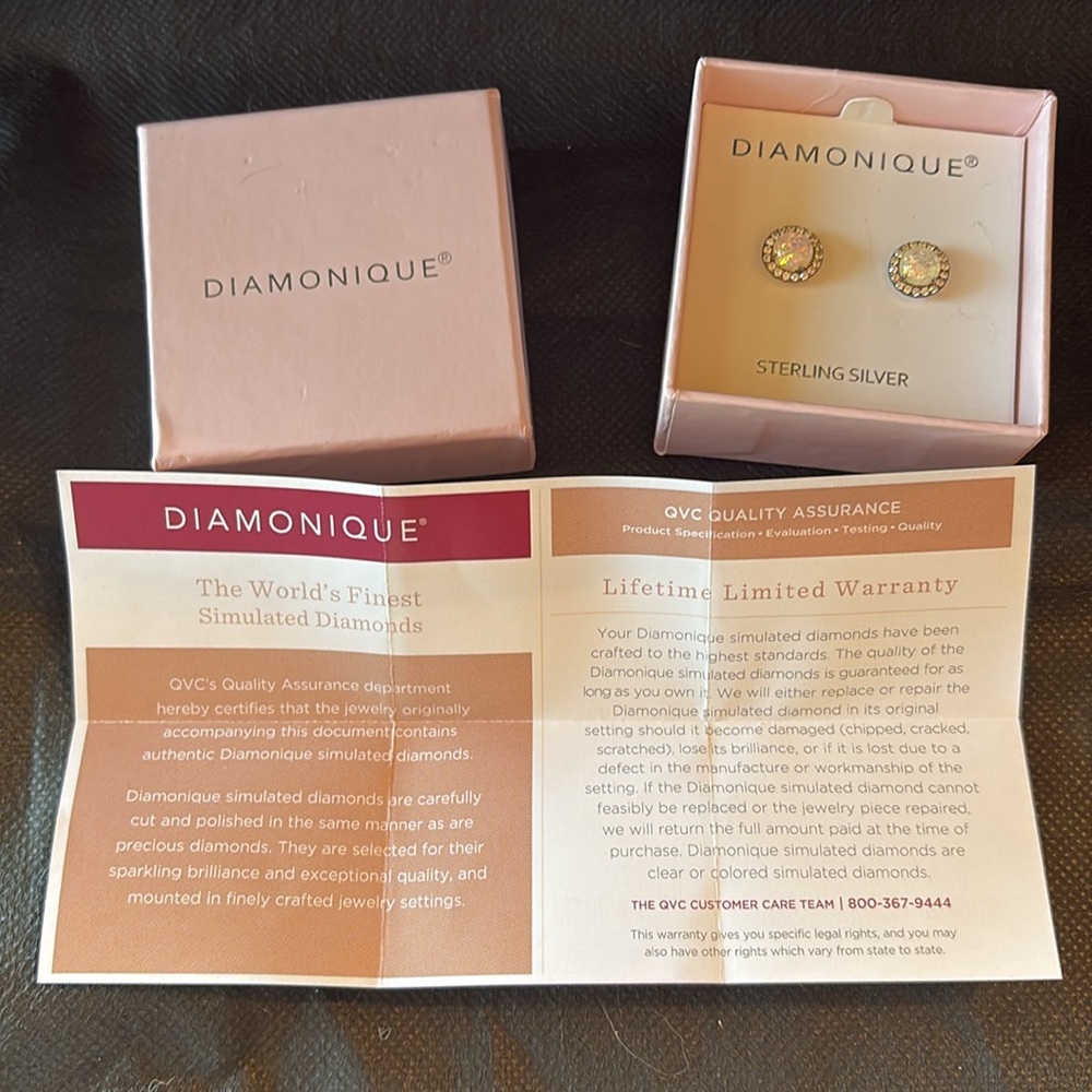 Diamonique opal stud earrings - Picture 2 of 4
